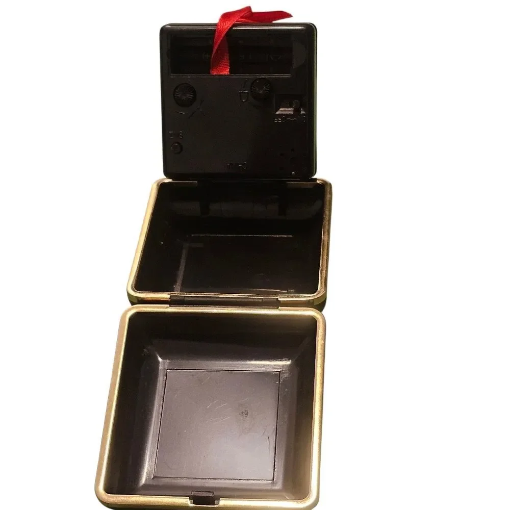 Vintage Folding Black and Gold Analog Table Alarm Clock